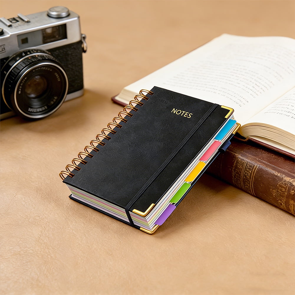 YiaNXan Blank Spiral Notebook Journal for Women Men, 300 Pages Leather Weekly Monthly Planner for Drawing & Sketching, Journals for Creative Writing, A5, Black