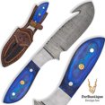 thumbnail image 1 of FRD : Compact Damascus Guthook Hunting Knife - Blue, 1 of 5