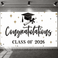 thumbnail image 5 of Golden Stars Graduation Banner Black White Gold Color Congratulation Backdrop Elegant Shiny Elements Class of 2026 Background for Graduation Party Class of 2026 Celebration Graduation Ceremony, 5 of 9