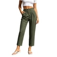 thumbnail image 4 of Guluxicc Women's Cotton Pants with Pockets Elastic Waist Button Front 7/8th Trousers for Everyday Wear Summer Casual Outfits, 4 of 9