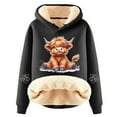 thumbnail image 2 of FAOWME Women's Hoodies Long Sleeve Cartoon Print Plush Thick Warm Comfortable Loose Sweatshirt For Daily Wear Black L, 2 of 4