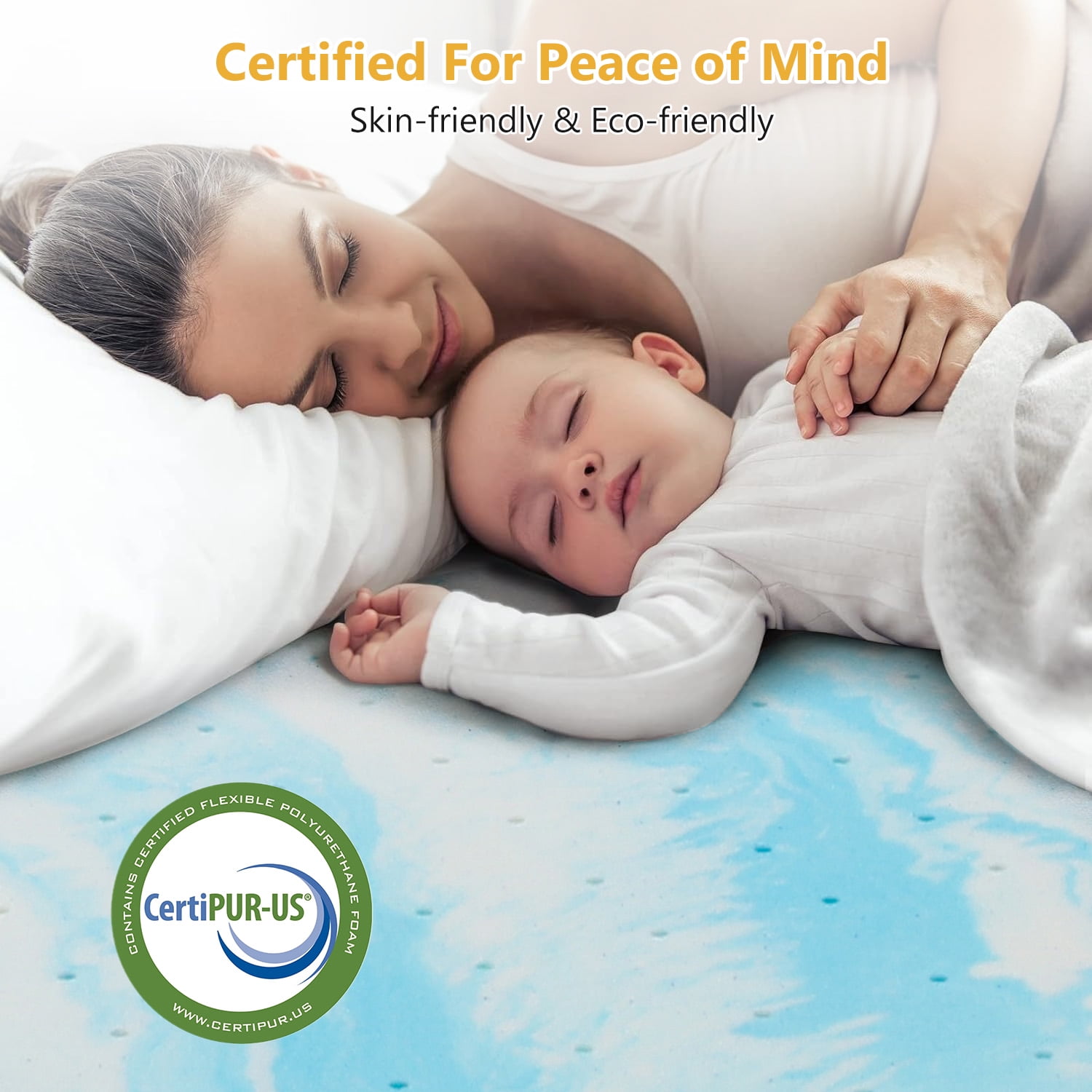 Beddle Memory Foam Mattress Topper, 2 inches Queen Size Mattress Pad,Pressure Relief for Back Pain