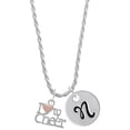 thumbnail image 1 of Delight Jewelry Silvertone I love to Cheer with Pink Heart Silvertone Script Initial Disc - N - Charm Necklace, 20"+3", 1 of 4