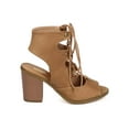 thumbnail image 2 of New Women Soda Race Suede Peep Toe Gilly Tie Block Heel Corset Sandal Size, 2 of 5