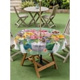 thumbnail image 4 of Outdoor Tablecloths with Umbrella Hole & Zipper, Watercolor Floral Round Tablecloths 60 Inch, Spring Flowers Butterflies Leaves Green Waterproof Table Cloth, Patio/Pool/Picnic Table Covers, 4 of 8