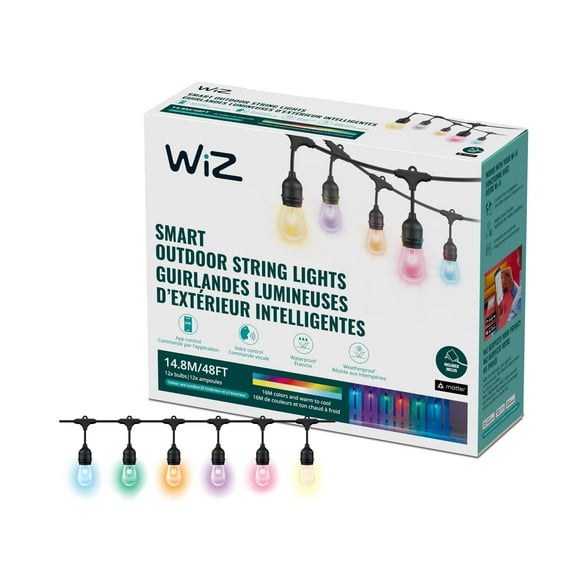 Cadena de luces para exteriores WiZ Connected de 48 pies que cambian de color