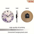 thumbnail image 7 of 2D Flat, 1pc 10Inch Purple for Lotus Backdrop Clock - 10inch Wood Veneer Europe and America Style Round Silent Flat Wall Clock - Batteries Not Included - Add Joyful Time to Your Study Or Living Ro, 7 of 7
