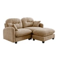 thumbnail image 3 of Cloud Sectional L-Shaped Couch with Ottoman, Soft Chenille Fabric, Tufted Cushion Backrest Design High-Density Foam, Fits Bedrooms Living Rooms Reading Nooks (Camel), 3 of 11