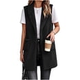 thumbnail image 6 of Kinrui Long Fuzzy Vests for Women Soft Cozy Sleeveless Sherpa Jacket Shawl Collar Open Front Fleece Cardigan Casual Lightweight Outerwear with Pockets Black XL, 6 of 7