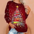 thumbnail image 5 of Ounisa Women's Casual Crew Neck Sweatshirt Loose Soft Long Sleeve Christmas Tree Graphic Pullover Christmas Tops, 5 of 6