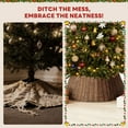 thumbnail image 5 of MCQ 24inch Christmas Tree Collar ,for 4.5-6ft Trees, Woven Hyacinth Rattan 4-Panel Collar ,Cord Access Hole & Easy Lock Design, Brown, 5 of 6