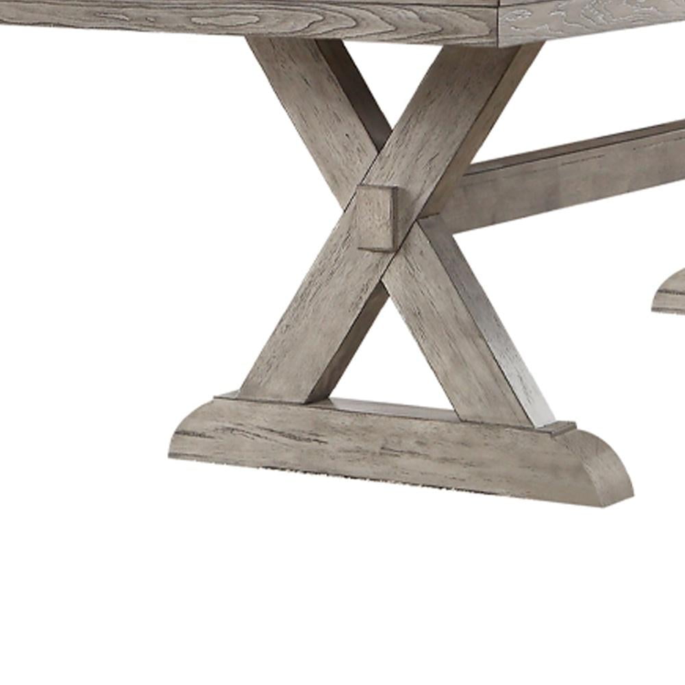 Acme Furniture Rocky Dining Table, Gray Oak. (Chairs Separately