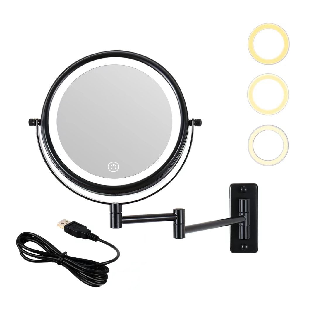 Lansi Wall Mounted Lighting Makeup Mirror,10X Magnification Mirror
