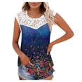thumbnail image 1 of Camiseta sin mangas de encaje con estampado de mujer Camiseta sin mangas de empalme de cuello redondo Camiseta ligera y cómoda delgada OAVQHLG3B Store  lin121212, 1 of 5