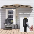 thumbnail image 4 of Outsunny Parasol Demi-Parasol de Patio 9,8 Pi Pare-Soleil, Manivelle, Café, 4 of 10