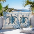 thumbnail image 5 of Vintage Ocean Turtle Outdoor Pillow Covers Set of 2 Blue Starfish Coral Striped Summer Waterproof Throw Pillow Case Decorative Square Cushion Cover for Patio Couch Garden Balcony, 26"x26", 5 of 9
