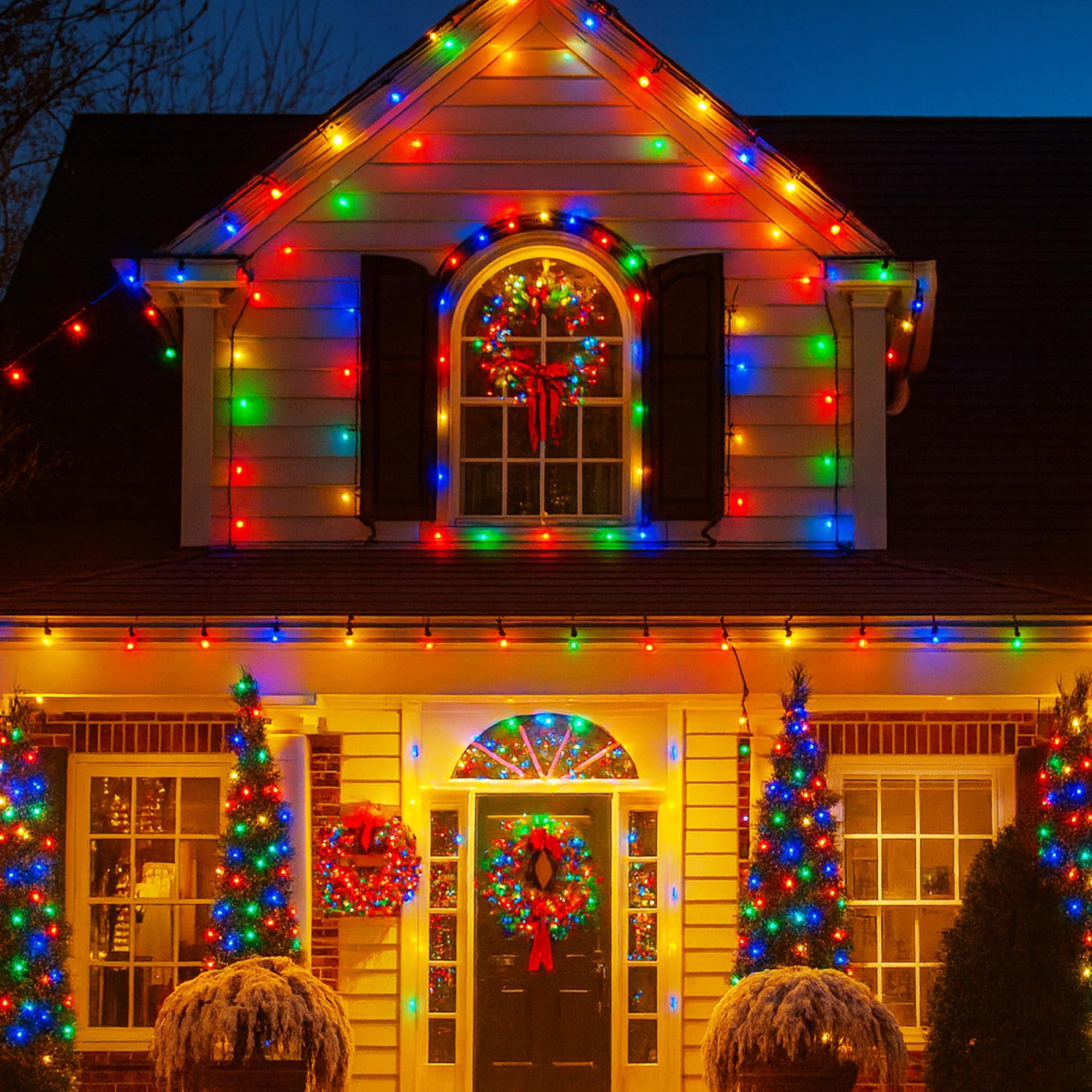 210ft 600 LED Christmas String Lights,2Pack Plug-in Christmas Tree Lights,8 Memory Modes,Outdoor Waterproof Suitable for Xmas Tree Wedding Party Garden Decorations(Multicolor)