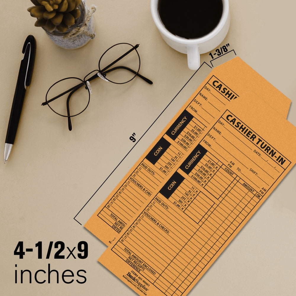 Cashier's Turn in Envelope - Cashier Report Envelope - 500 Envelopes