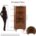 thumbnail image 2 of 67" Tall Fluted Corner Cabinet with Sliding Doors, Modern Wood Freestanding Storage Organizer, 2 of 8