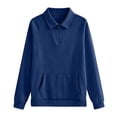 thumbnail image 3 of Half Zip Long Sleeve Sweatshirt for Women Loose Fit Stand Collar Pullover Tops, 3 of 5