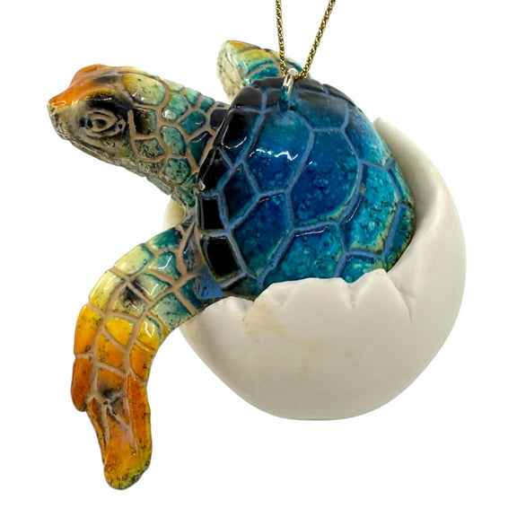 Hatching Baby Sea Turtle Ornament - Blue Coastal Ocean Marine Life Decoration