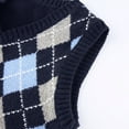 thumbnail image 5 of oqasdz Women Sweaters Wool Vest Plaid Contrast Knitted Sleeveless Top Short Sweater Vest Fall Outdoor Fashion Casual Loose Fit, 5 of 5