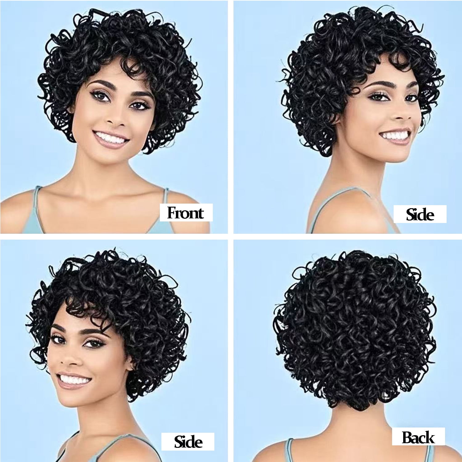 EAEABJ Short Pixie Cut Human Hair Wig for Black Women, Dark Brown Layered Glueless