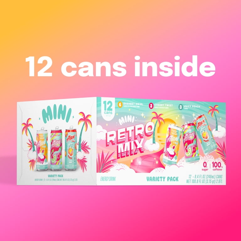 Alani Nu Sugar Free Energy Drink Mini, Variety Pack, Sherbet Swirl