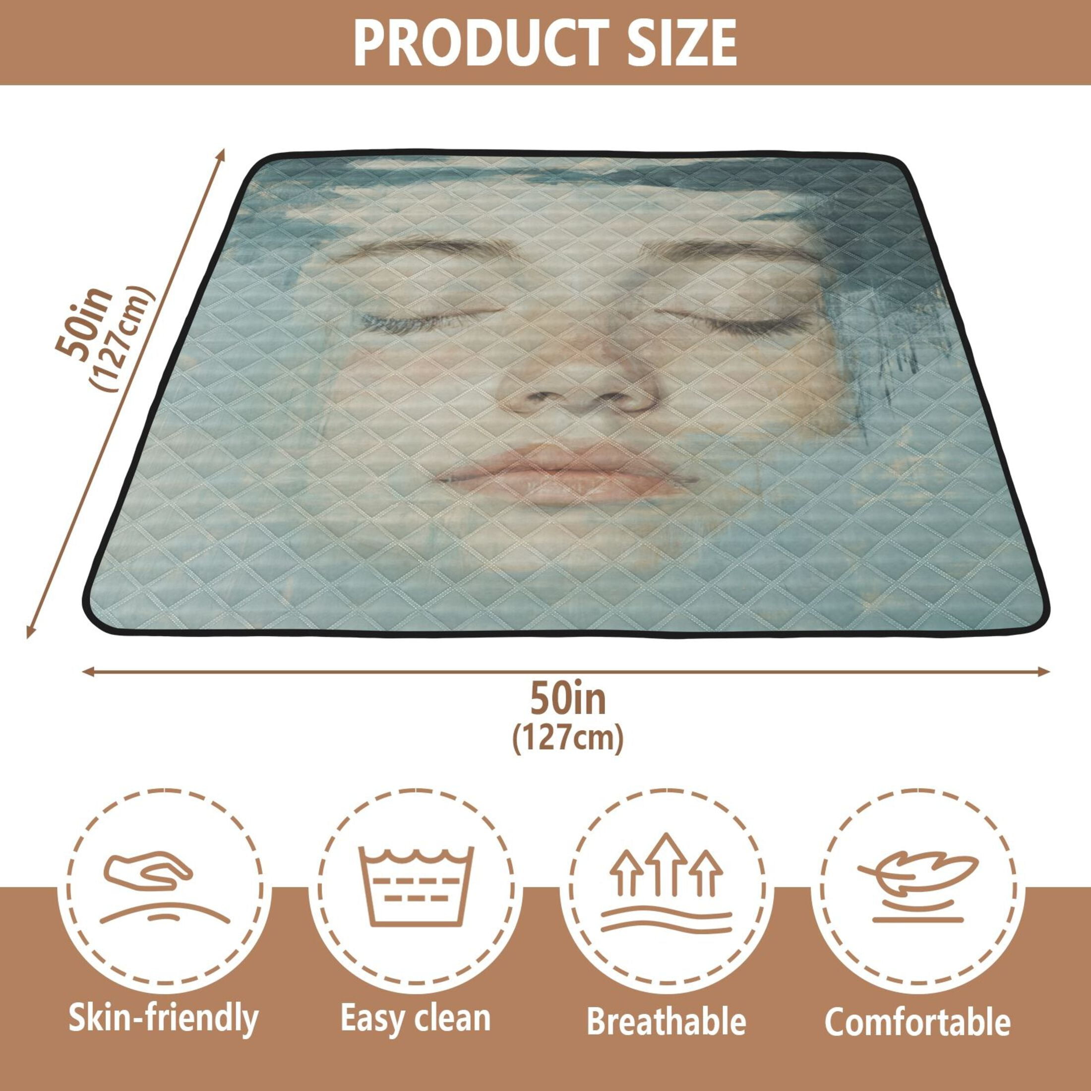 WOBOGO Lass's Face Baby Playmats Extra Large Waterproof Rollable Activity Pads for Toddlers 50×50inch
