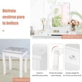 thumbnail image 4 of Costway Set Tocador con Espejo Rectangular y Taburete Mesa para Maquillarse con 10 Bombillas LED Blanco 80 x 40 x 135,5 cm, 4 of 10
