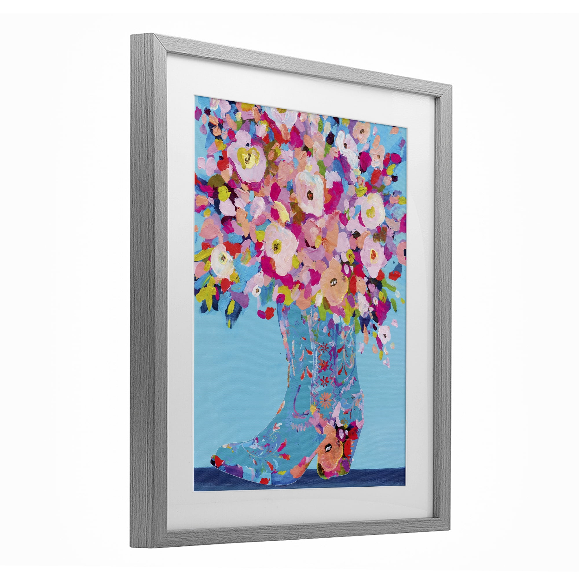 Stupell Industries Cowgirl Dabs of Color Gray Framed Print Under Glass, design by Kamdon Kreations