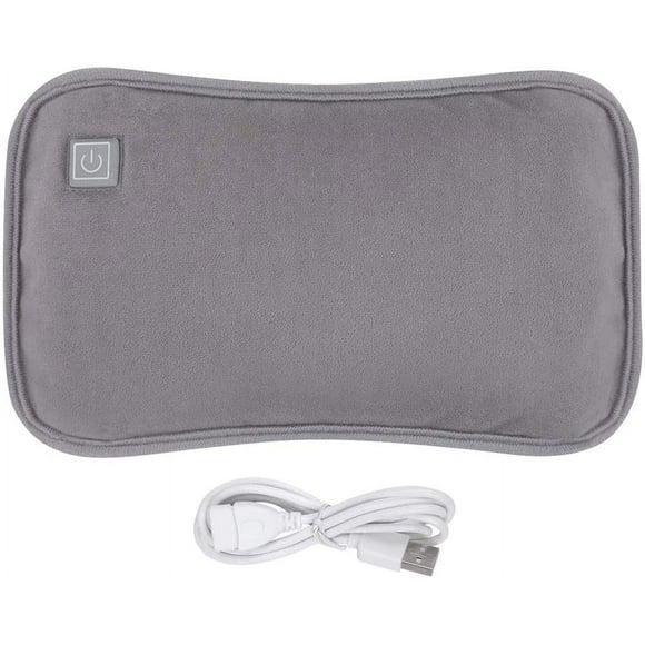 Winter Portable Electric USB Hot Water Bag with Plush Case (grey)