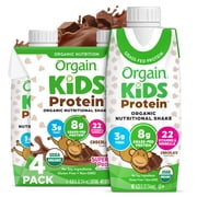 (6 pack) Orgain Organic Kids Nutritional Dairy Protein Shakes, Chocolate, 8.25 Fl Oz, Pack of 4