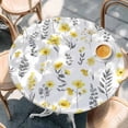 thumbnail image 2 of Yellow Spring Floral Round Tablecloth, Fitted Table Cover with Elastic for 36"-44" Round Tables, Flowers Botanical Elegant Pastoral Table Cloth Outdoor Indoor Dinning Party Waterproof Tablecloths, 2 of 7