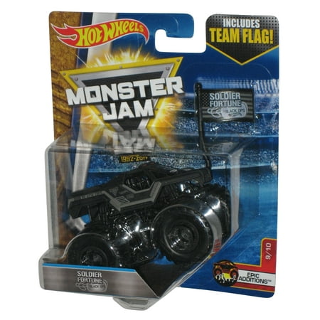 Hot Wheels Monster Jam Epic Additions (2016) Soldier Fortune Black Ops Toy Truck w/ Team Flag #9/10