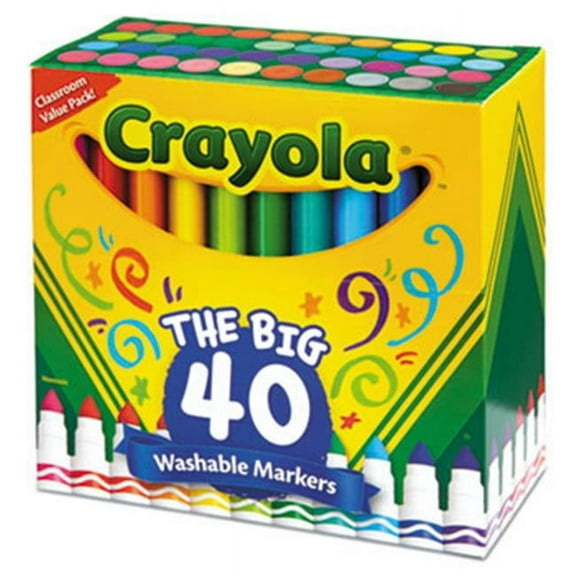 Crayola Washable Markers Broad Point - Assorted Classic Colors, 40 per Set