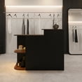 thumbnail image 3 of Advwin Modern Reception Desk with LED Light, Power Outlets, Lockable Drawer & Storage Shelves, Front Desk Counter Table for Office, Lobby, Spa, Nail Salon, Black & Walnut, 3 of 11