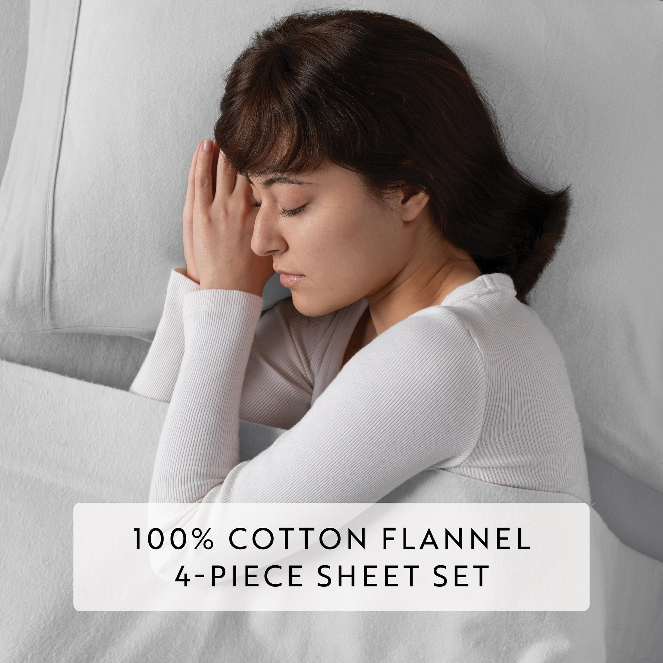 Light Gray 4 Piece 100% Cotton Flannel Deep Pocket Sheet Set, Full, by Noble Linens