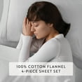 thumbnail image 6 of Light Gray 4 Piece 100% Cotton Flannel Deep Pocket Sheet Set, King, by Noble Linens, 6 of 8
