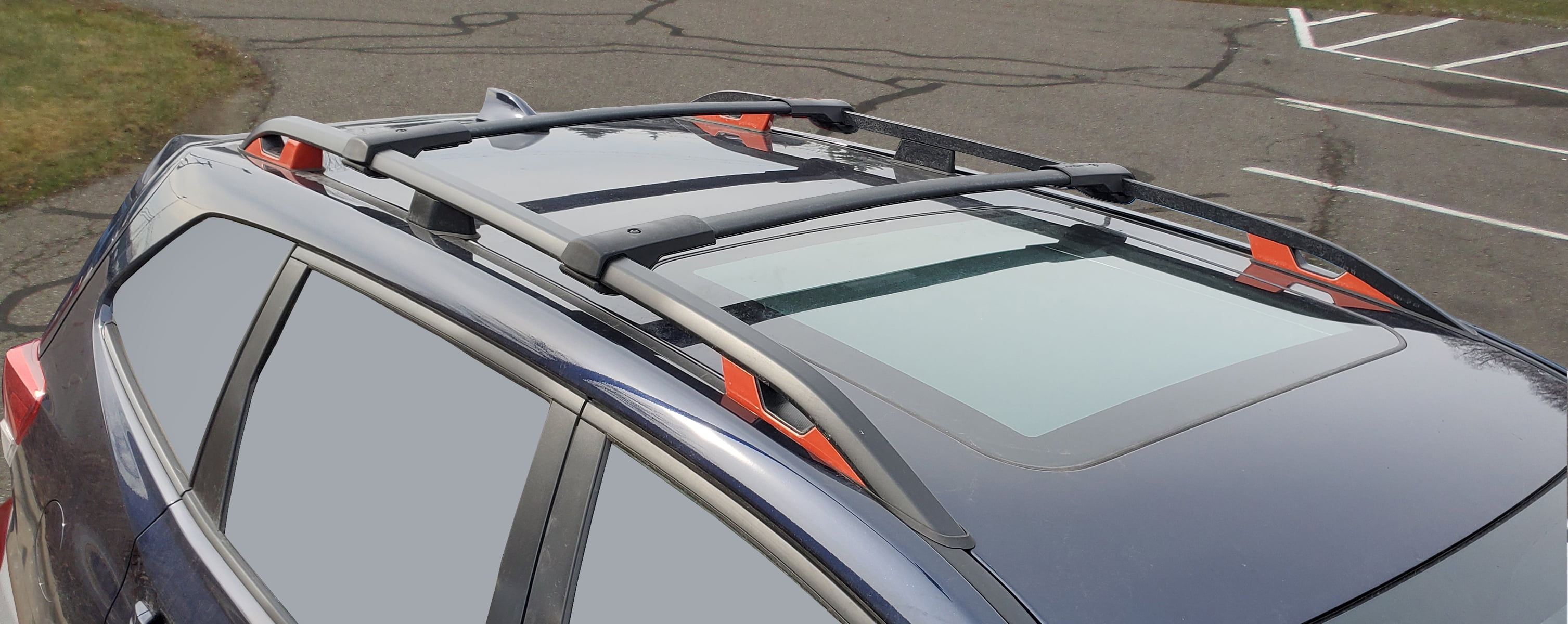 BRIGHTLINES Roof Rack Crossbars Replacement for 2014-2018 Subaru Forester for Kayak Luggage Ski Bike Carrier, a Set of 2pcs, Black Aluminum Top Cargo Rack