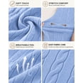 thumbnail image 3 of QUALFORT Women’s Short Sleeve Cable Knit Sweater, Crew Neck Lightweight Pullover, Blue, Size XL, 3 of 7