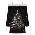 thumbnail image 5 of Fiudx Ofertas Flash Del Día Solo En Línea Top de Camiseta con Estampado Navideño de Doble Hombro Informal a La Moda para Mujer, 5 of 5