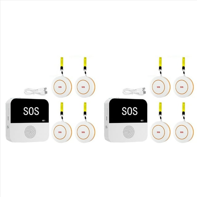2X Inalámbrico WiFi Buscapersonas para Cuidadores de Ancianos Botón de Llamada SOS de Alerta SOS de Emergencia para Pacientes de la Tercera Edad Ancianos(B)