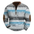 thumbnail image 2 of Men's Colorful Patchwork Knitted Sweater, Casual Long Sleeve Pullover with Half-Zip and Elbow Patches, 2 of 4