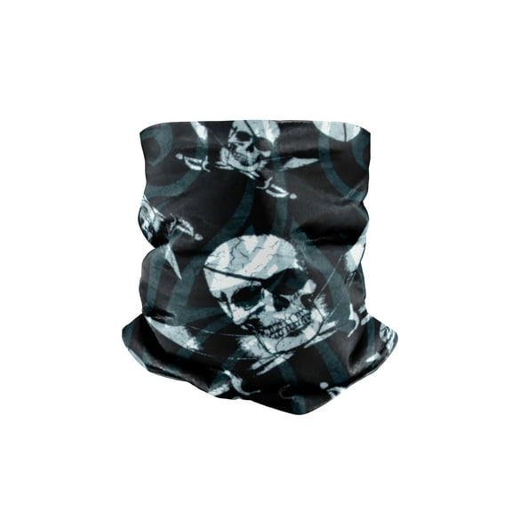 Bimini Bay Solar Guard / Neck and Face covering is made with 100% polyester. Provides a UPF protection 50. Art design is pirate themed.
