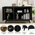 thumbnail image 6 of Wirrytor Fluted Sideboard Buffet Cabinet with 3 Doors, Wood Accent Storage Cabinet, Small Credenza Cabinet for Kitchen Dining Living Room Entryway (Black), 6 of 8