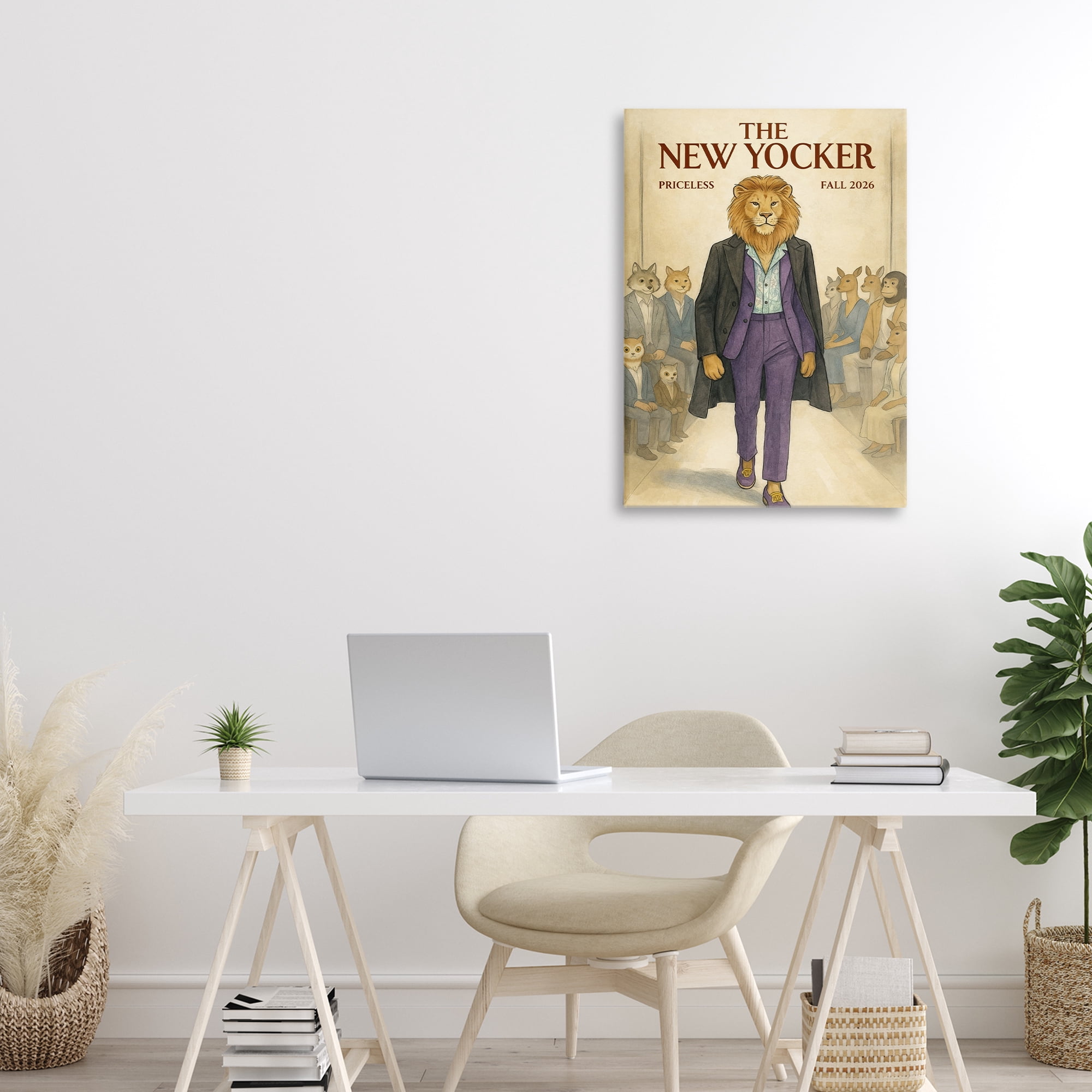Stupell Industries New Yocker Lion Model Canvas Wall Art, design by Grotto Studios