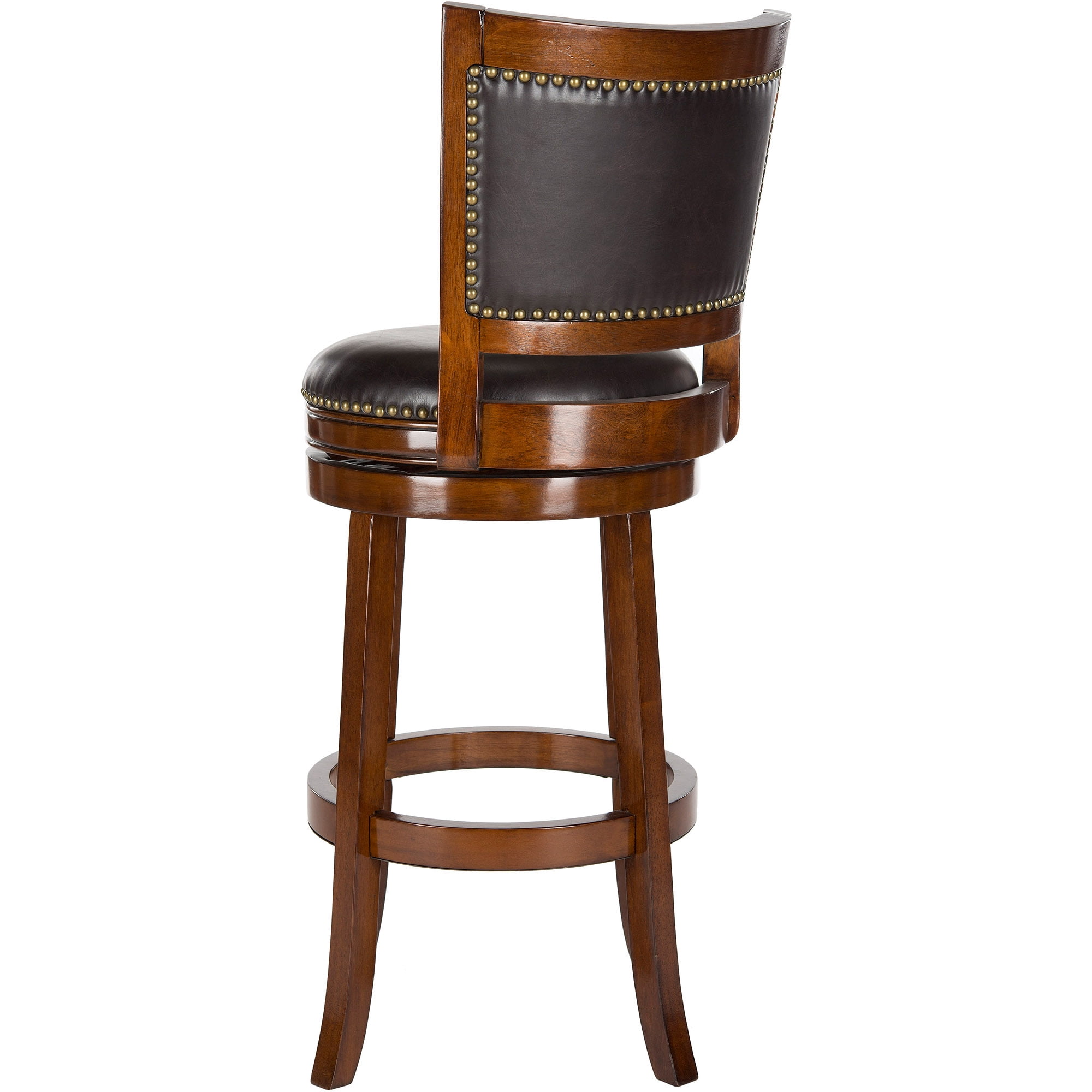 SAFAVIEH Lazzaro 43" Bicast Leather Barstool, Walnut