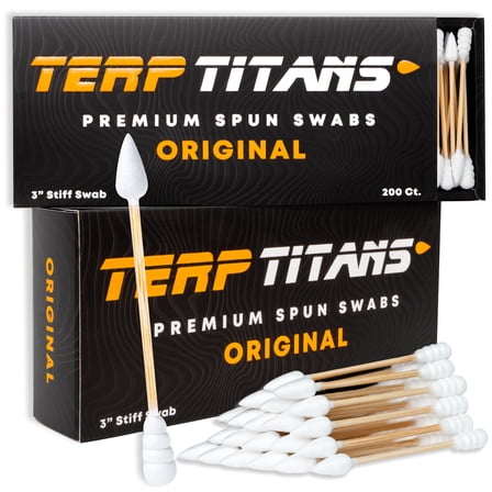 TerpTitans Original – Bamboo Cotton Swabs | Dual-Tip: Spiral for Maximum Absorption & Fine Point for Pinpoint Precision | Extra Strong, Lint-Free | 200 Count Box (400)