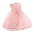 thumbnail image 2 of IBTOM CASTLE Baby Girl Flower Dress Sleeveless Lace Bowknot Princess Tulle Tutu Bridesmaid Wedding Baptism Birthday Party Prom Gown 6-9 Months Pink, 2 of 8